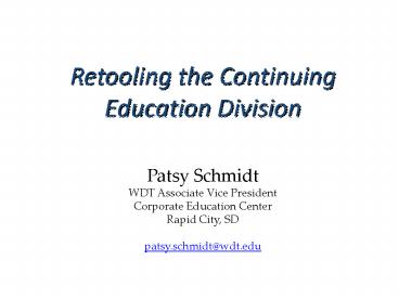Retooling the Continuing Education Division