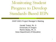 Monitoring Student Progress to Develop Standards-Based IEPs
