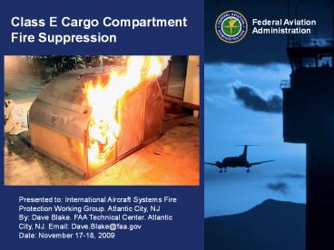 Class E Cargo Compartment Fire Suppression