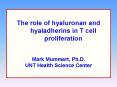 The role of hyaluronan and hyaladherins in T cell proliferation PowerPoint PPT Presentation