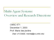 Multi-Agent Systems: Overview and Research Directions