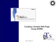 Creating a Simple Web Page Using WORD