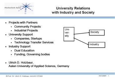 University Relations with Industry and Society