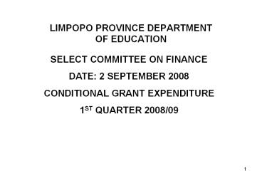 LIMPOPO PROVINCE DEPARTMENT OF EDUCATION
