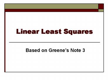 Linear Least Squares