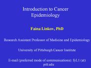 Introduction to Cancer Epidemiology