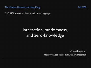 CSC 3130: Automata theory and formal languages