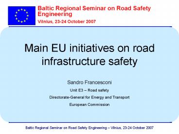 Baltic Regional Seminar on Road Safety Engineering
