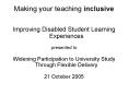 Making your teaching inclusive PowerPoint PPT Presentation