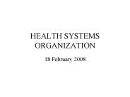 HEALTH SYSTEMS ORGANIZATION