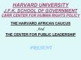 HARVARD UNIVERSITY J.F.K. SCHOOL OF GOVERNMENT CARR CENTER FOR HUMAN RIGHTS POLICY PowerPoint PPT Presentation