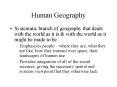 Human Geography PowerPoint PPT Presentation