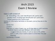 Arch 2315 Exam 2 Review