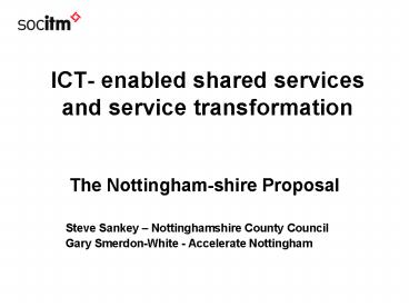 ICT enabled shared services and service transformation
