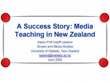 A Success Story: Media Teaching in New Zealand