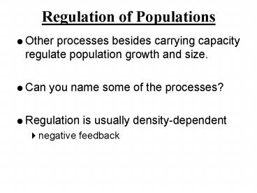 Regulation of Populations