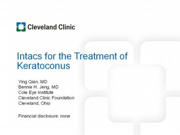 Intacs for the Treatment of Keratoconus
