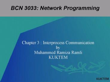 BCN 3033: Network Programming