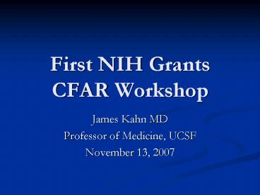 First NIH Grants CFAR Workshop