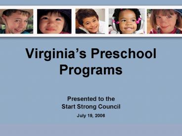 Virginias Preschool Programs