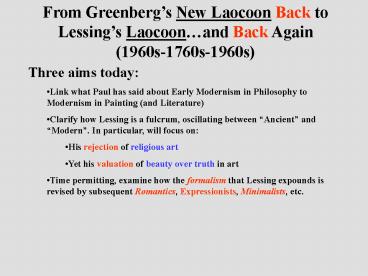 From Greenbergs New Laocoon Back to Lessings Laocoonand Back Again 1960s1760s1960s
