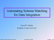 Automating Schema Matching for Data Integration