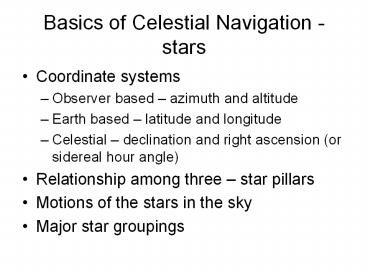 Basics of Celestial Navigation stars