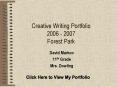 Creative Writing Portfolio 2006 2007 Forest Park PowerPoint PPT Presentation