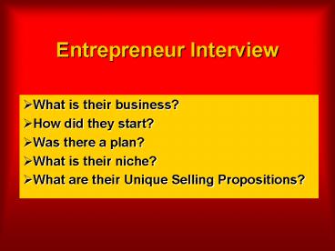 Entrepreneur Interview