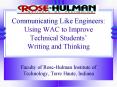 Communicating Like Engineers: Using WAC to Improve Technical Students PowerPoint PPT Presentation