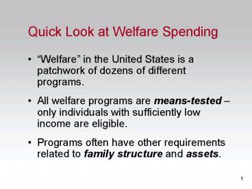 Quick Look at Welfare Spending