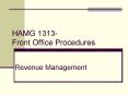 HAMG 1313 Front Office Procedures Revenue Management PowerPoint PPT Presentation