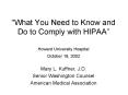 "What You Need to Know and Do to Comply with HIPAA PowerPoint PPT Presentation