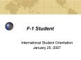 F-1 Student PowerPoint PPT Presentation