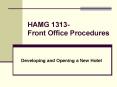 HAMG 1313 Front Office Procedures PowerPoint PPT Presentation