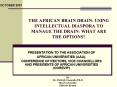 THE AFRICAN BRAIN DRAIN: USING INTELLECTUAL DIASPORA TO MANAGE THE DRAIN: WHAT ARE THE OPTIONS PowerPoint PPT Presentation