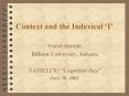 Context and the Indexical I PowerPoint PPT Presentation