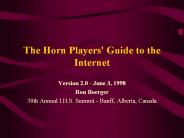 The Horn Players' Guide to the Internet