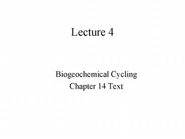 Biogeochemical Cycling