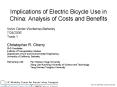 Implications of Electric Bicycle Use in China: Analysis of Costs and Benefits PowerPoint PPT Presentation