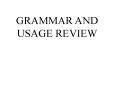 GRAMMAR AND USAGE REVIEW PowerPoint PPT Presentation