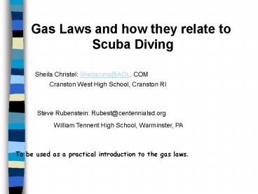 Gas Laws and how they relate to
