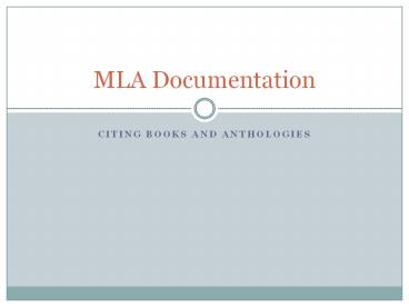 Citing Books and Anthologies