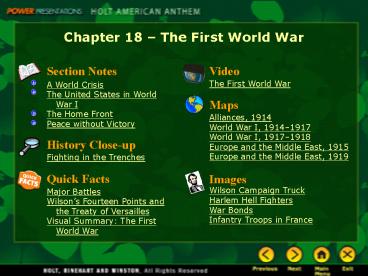 Chapter 18 The First World War