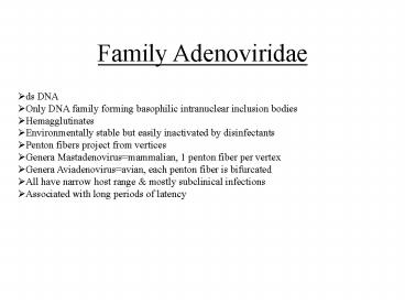 Family Adenoviridae