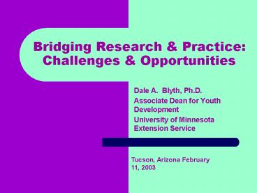 Bridging Research