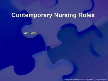 Contemporary Nursing Roles