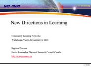 New Directions in Learning