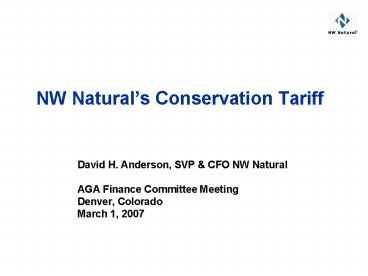 NW Naturals Conservation Tariff
