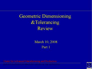 Geometric Dimensioning
